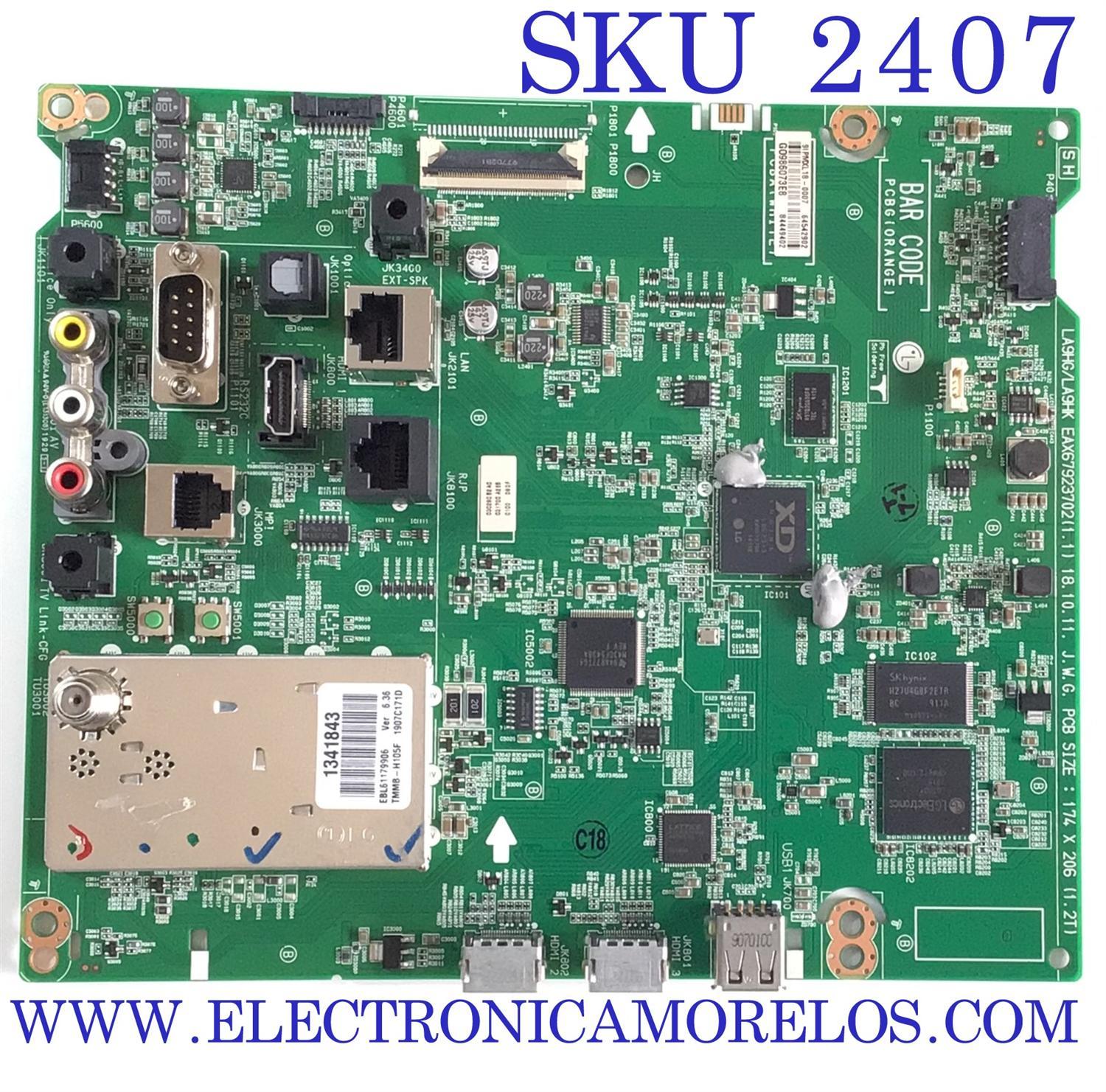 MAIN PARA TV LG / NUMERO DE PARTE EBU64542902 / EAX67923702 / 64542902 / 84449402 / 9IPMXL18-0007